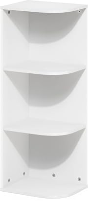 Furinno Pasir 3-Tier Corner Open Shelf Bookcase, White