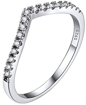 Bestyle Damen Ring Funkelnder Wunschring Eternity Ring Ewigkeitsringe Vorsteckring Schmal Silber 925 Zirkonia 1,7mm Verlobungsringe Eheringe Trauringe Memoire Ring 48