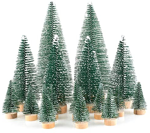 Mini albero di Natale decorativo per albero di Natale, in miniatura, verde, smerigliato, 4,5/10/15 cm, per decorazioni natalizie, decorazione da tavolo, fai da te, vetrine, villaggio di Natale