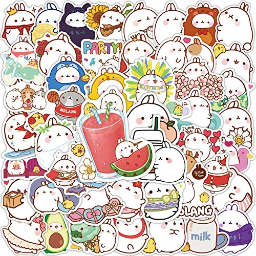 AUCEKO 50 Stück Molang Rabbit Aufkleber Pack Chubby Rabbit Sticker Set wasserdichte Vinyl Sticker für Laptop Kinder Autos Motorrad Fahrrad Skateboard Gepäck Koffer Computer Aufkleber Graffiti Decal