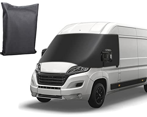PACEWALKER Frontscheibenabdeckung für Ducato Wohnmobil Sonnenschutz Luxury Windschutzscheibe Vorhang Cover Ersatz für Peugeot Boxer 2006-2014, Wasserdichter Sonnenschutz für Citroën Jumper(Schwarz)
