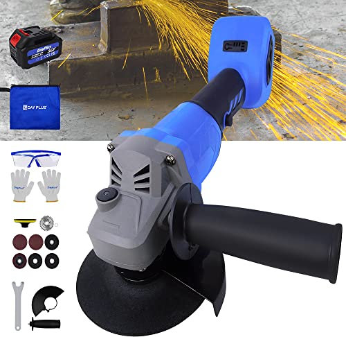 4.5Inch Cordless Angle Grinder Brushless, 10000RPM Variable Speed Cordless Grinder Tools Set with Battery & Charger, Handheld Portable Electric Grinder 4-1/2'' Saw Blade for Cutting Grinding Polishing