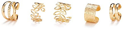 Générique 5 pièces Mode Or étoile Feuilles Non-Piercing Oreille Clip Boucles d'oreilles pour Femmes Simple Faux Cartilage Oreille Manchette Bijoux Clip Accessoires