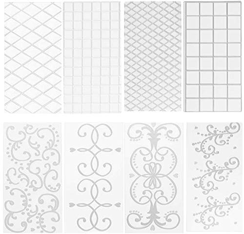8 Pcs Embossing Mat, Fondant Impression Mat for Cake Decorating Clear Plastic Cake Decorating Tool