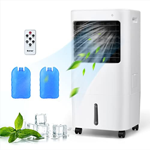 RELAX4LIFE Refroidisseur d'Air avec 3 Modes & 4 Vitesses de Vent, Télécommande, Réservoir d'Eau 20L, Minuterie 7,5H, Ventilateur & Humidificateur & Rafraîchisseur d'Air, pour Maison, Bureau