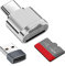 Lector de Tarjetas TF, Lector de Tarjetas Micro SD, Adaptador Lector de Tarjetas de Memoria TF Tipo C con Adaptador USB C a USB Compatible con Portátiles, MacBook, Samsung Galaxy (Plata)