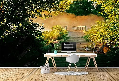 MIWEI Wallpaper Papier Peint Panoramique Jungle De Pont En Bois Rétro Fresque Murale Papier Peint 3D Chambre Peinture Murale S-22563 250X175CM
