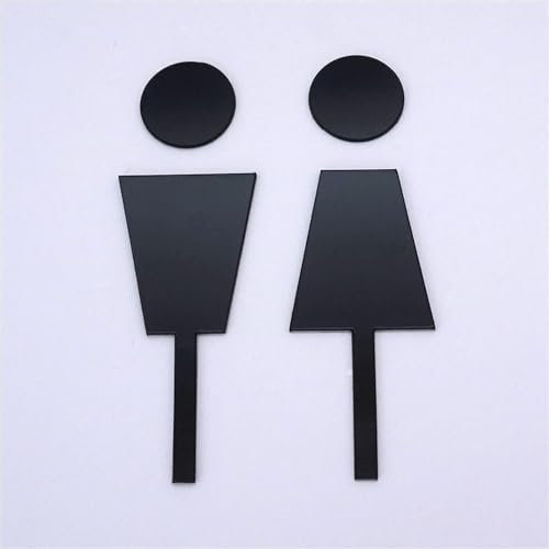 Toilettenschild, Toilettenschilder, Toilettenschild, Toilettenschild for Männer, Frauen, Acryl, 3D-Spiegel, Wandaufkleber, Tür, Heimdekoration, klare Führung (Gold, 25 cm (10 Zoll) Höhe) ( Color : Bla