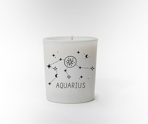 Original Soy Wax Zodiac Duftkerze Tierkreiszeichen: Wassermann - aus 100% veganem Sojawachs - Aromatherapie Weiße Kerzen - Sternzeichen Duftkerzen im Glas - Duft: Harmony