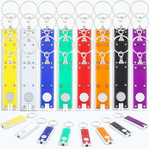 Haconba 40 Packs Mini Flashlight Keychain Bulk Colorful Small Portable LED Lights Ultra Bright Flashlight Key Ring for Outdoor Camping Activity, 8 Colors