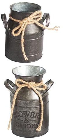 Zerodeko 2pcs Tin Milk Jug Bucket Planter Bucket Metal Flower Vase Flower Bucket Adornment Milk Jug Planter Indoor Pots for Dining Iron Old Fashioned Flower Arrangement Container