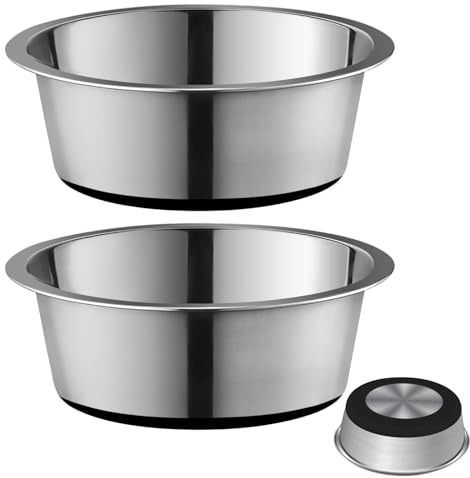 YUDANSI 2Pack Non Slip Feeder Dog Bowls, 900ml Stainless Steel Cat Food Water Bowl, Healthy Eating Small Medium Large Dog Food Bowl, Dishwasher Safe Pet Bowl Dog Water Bowls