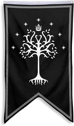 Yanbooch Banner mit Baum des Gondor, Flagge, Männerhöhle, Schlafzimmer, Zuhause, Büro, Party, Dekoration, 76,2 x 127,7 cm, Schwarz
