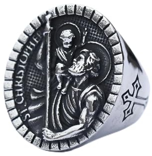 BEDT Neue Herrenringe St. Christopher Ring Schutzpatron Der Zeitreisenden Erzengel Michael Schmuck Vintage