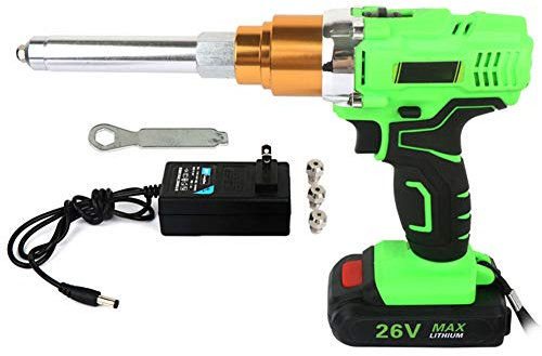 Pistola Remachadora eléctrica de 26 V, Pistola Remachadora ciega eléctrica Recargable inalámbrica portátil de 3000 Mah, Soporte para Remache de 2,4-5,0 mm con luz LED