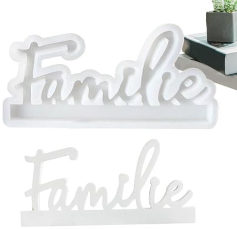 Generisch Silikonformen Gießformen Familie Wort, Silikonformen Buchstaben Für 3 Teelichthalter, Familie Kerzenhalter Silikon Gießform Mit Sockel, Wiederverwendbare Bastel Teelichthalter Für Home Deko