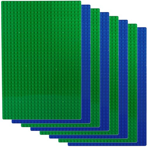 Apostrophe Games Classiques Plaques de Base de Blocs de Construction Compatibles avec Toutes Les Grandes Marques (4X Vert et 4X Bleu Rectangle)