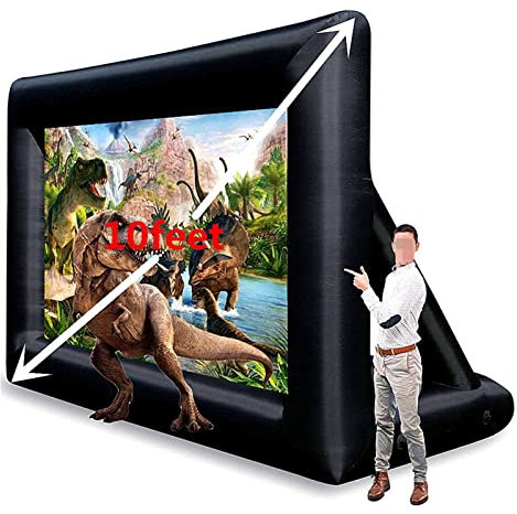 Portable Projector Screen, 8ft 10ft 12ft 14ft 16ft 18ft 20ft Inflatable Projector Movies Screen For Home Movies TV Shows Videos Playing Games Etc for Cinema School, Churches, Parties(10ft)