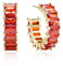 Mesovor Gold Zirkonia Creolen Ohrringe für Damen und Mädchen, 18 Karat Vergoldete Creolen in C-Form, Schmuck für Party, Abschlussball (Orange Rot)