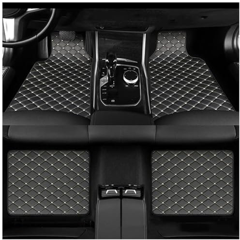 XATHKJOE Auto Fußmatten für VW Tiguan 2017-2022 2023 Leder Wasserdicht und rutschfest Autoteppich Nach Maß Auto FußMatten,C/Black Beige