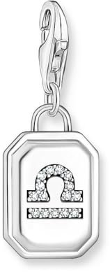 THOMAS SABO 2 Charm-Anhänger Sternzeichen Waage mit Steinen Silber 925 Sterlingsilber, Geschwärzt 2141-643-21