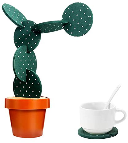 Lot de 6 dessous de verre en EVA avec isolation en forme de cactus pour porte-gobelet pour décoration d'intérieur