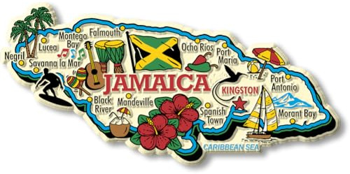 Jamaica Jumbo Country Map Magnet by Classic Magnets, 3D Rubber Vintage-Style Collectible Souvenirs and Gifts Made in the USA