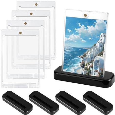 5 Set Magnetic Card Holder, 35PT UV-Schutz Magnetkarten Kartenhalter mit Sammelkarten Ständer, Kunststoff Sammelkarten Hüllen, Trading Card Sleeve für Sportkarten, Handelskarten