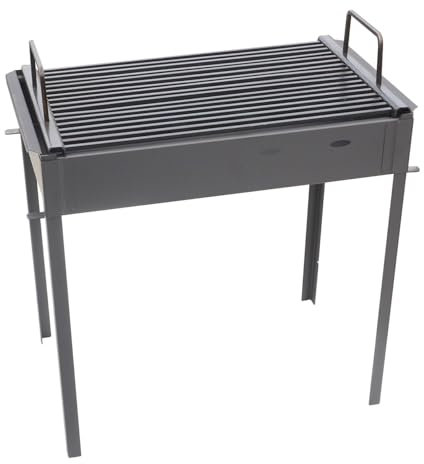 FLAME FOX - Hochwertiger Camping Grill 50x30cm I Praktischer Holzkohlegrill für Camping & Festivals I Platzsparender Tragbarer Holzkohlegrill für unterwegs I Extra robust zum Mitnehmen