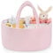 Maliton Wickeltisch Organizer，Baby Organizer Korb，Aufbewahrungskorb für den Wickeltisch，Windel Caddy mit Fächern & Griffen，Geschenke für Neugeborene, Hellrosa