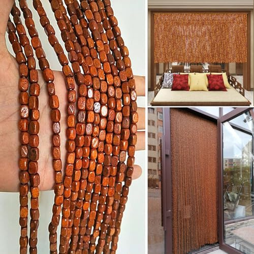 ZHUOZ1T Rideau de Porte Perles,Rideau De Perles en Bois De Bambou Naturel,Occultant Isolation Thermique,Décoration et moustiquaire,Fait Main,pour Fenêtre et Chambre (70cm x 200cm(71 brins))