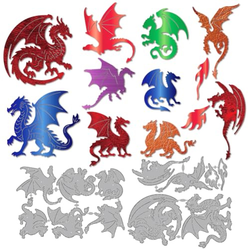 MAYJOYDIY Bösen Drachen Metall Stanzformen Fliegender Feuerdrache Stanzschablone Fantasy Thema Prägung Scrapbooking Schnitte Vorlage Für Karten Scrapbooking Alben Handgemachte Geschenke Dekoration