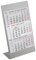 Tischkalender Edelstahl 2026/2027 silber matt Monatskalender 3 Monate Kalender Kalendarium Stehkalender Aufstellkalender