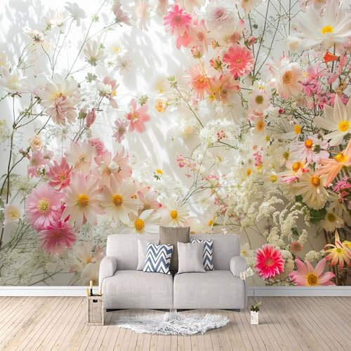 3D Fototapete Blumen 300x256cm Foto Tapete Vlies Wandtapete, Modern 3D Effekt Motivtapeten,für Wohnzimmer Schlafzimmer, Kinderzimmer.