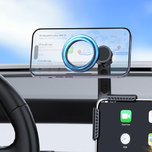 HoneTeek Handyhalterung für Tesla Model 3 Model Y, 360 Grad Drehung Tesla Telefonhalter Magnetische Leistung verstellbare Telefon Bildschirmhalter Passend für iPhone 16 15 14 13 12 Serie