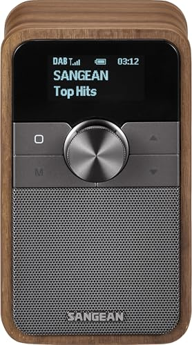SANGEAN DDR-8 Tragbares DAB+ Radio mit Bluetooth 5.2, rotierendem OLED-Display, integriertem Akku, Echtholzfurnier-Gehäuse in Vintage Walnuss