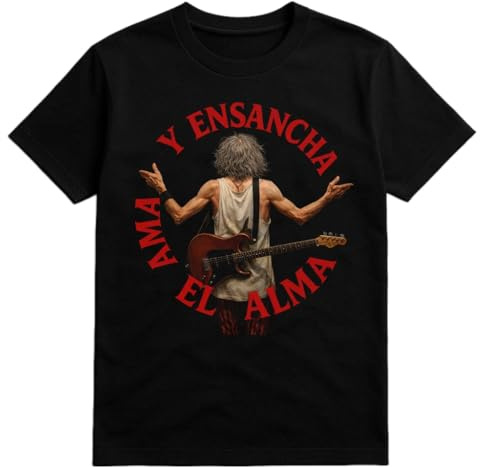 Camiseta Homenaje a Robe Iniesta, Ama y Ensancha el Alma, Negro, Diseño con Guitarra, Tallas S a 3XL