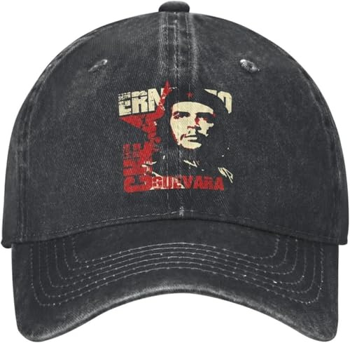 XTWTCXESD Classic Cap, Ernesto Che Guevara Cuba River Distressed Denim gewaschener Cuban Rebel Guerrilla Sun Cap Unisex Outdoor, verstellbar. Hüte Geburtstagsgeschenk