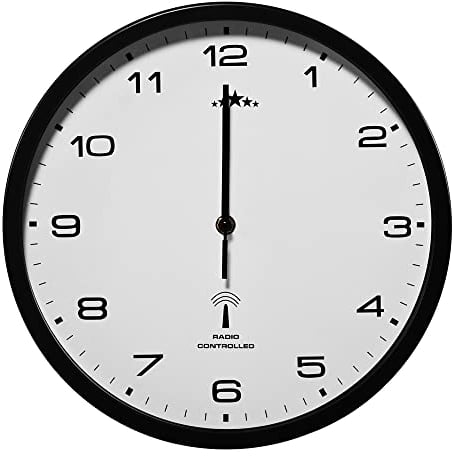 Monzana® Horloge Murale Radio pilotée à Quartz silencieuse Noire Ø 31cm avec trotteuse Changement d'heure Automatique