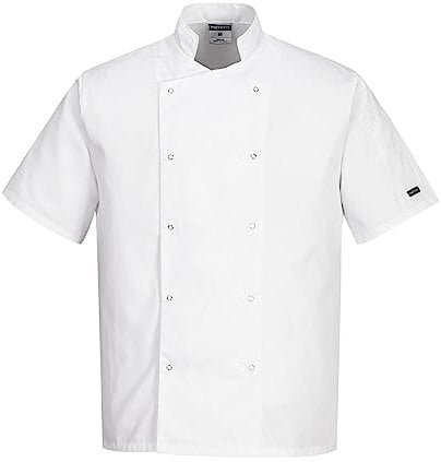 Portwest C733 Giacca da Chef Moderna e Leggera a Maniche Corte Cumbria Bianca, XXXL