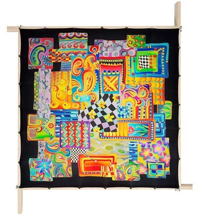 Gutta-Tuch 90x90, Pongé 08, Motiv ´Patch´