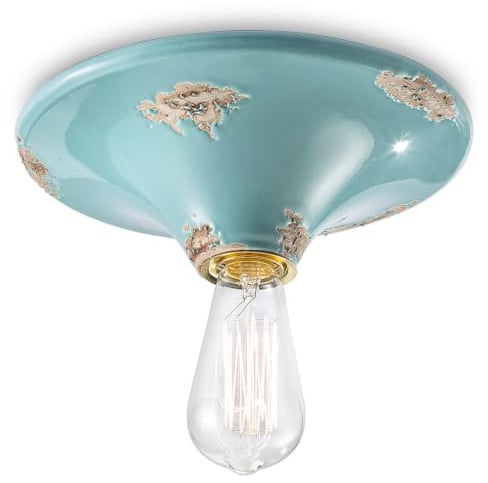 ferroluce Retro Deckenleuchte Vintage 25x9 cm Azzurro Lucido