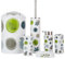 6tlg Badset Badezimmer Zubehör Set Organizer: Seifenspender, Zahnputzbecher, Kosmetikeimer, WC Bürste und Halter, Seifenschale, Mülleimer, Zahnbürstenhalter, Badgarnitur (Kreise und Natur)