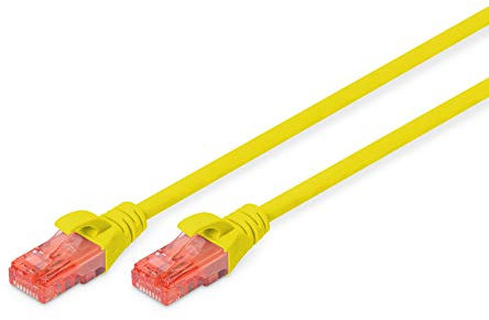 DIGITUS Câble LAN Cat 6 - 0,5m - RJ45 Câble réseau - UTP non blindé - Compatible Cat-6A & Cat-5e - Jaune