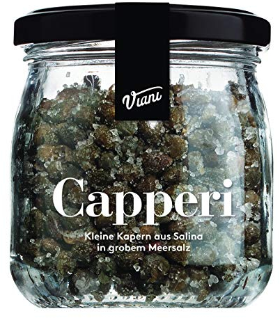 Viani CAPPERI - Kapern aus Salina in Meersalz - Kapern in grobem Meersalz - 120g