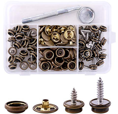 Swpeet 120 fermoirs à vis noir avec 1 kit de réglage de fermoir fermoir fermoir à goujon avec vis 3/8 et 5/8, sac à goujons à visser pour meuble toile Marine - tous p