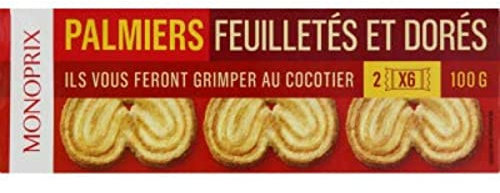 Monoprix Palmiers feuilletés et dorés - Les 12 biscuits de 100g