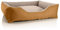 BedDog Hundebett Teddy, Hundesofa aus Cordura und Microfaser-Velours, waschbares Hundebett mit Rand, Hundekissen Vier-eckig, für drinnen, draußen, Größe XL, Gold-beige