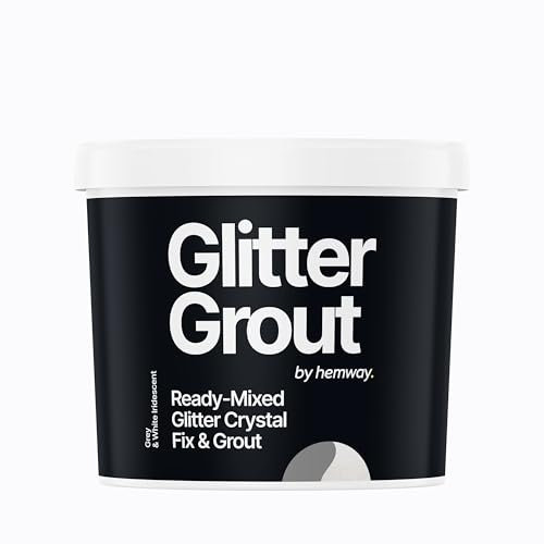 Hemway 2.5 L / 4.5 kg White Iridescent Glitter with Grey Grout | Ready Mixed & Easy to Use | Suitable for Kitchen, Bathroom & Flooring | Waterproof & Mould Resistant | Non-Toxic & Cruelty Free