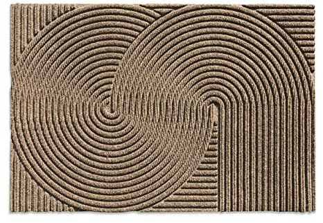 HEYMAT Sand Fußmatte, Türmatte für Innen und Außen, Saugfähig, Langlebig, Skandinavisches Design, 60 x 90 cm waschbarer Teppich – Beige
